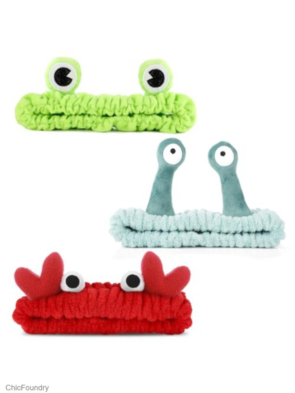 3 Pack Coral Fleece Spa Headbands Cute Animal Face Wash Hair Wraps Elastic
